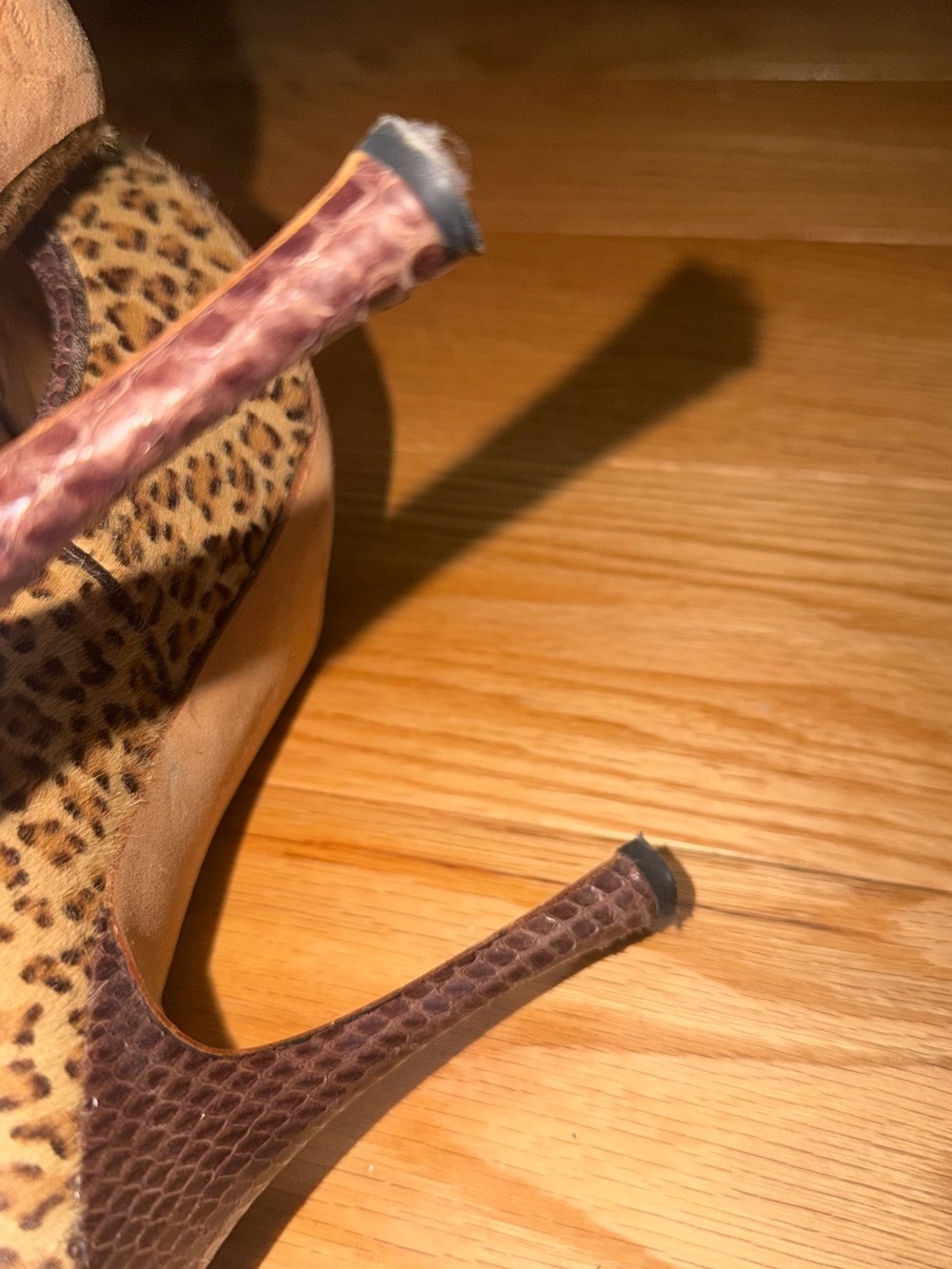 Manolo Blahnik Leopard Print Pointed Toe Pumps with Brown Trim - Picture 4 of 6